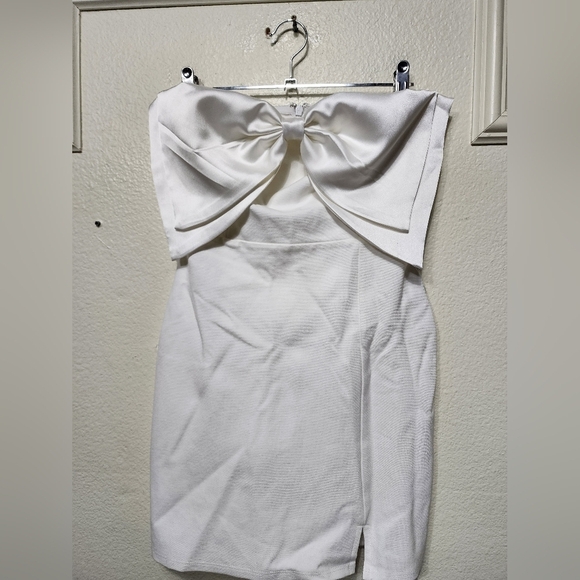 Lulus Bring the Poise White Strapless Bow Mini Dress S Wedding Party Formal - Picture 7 of 10